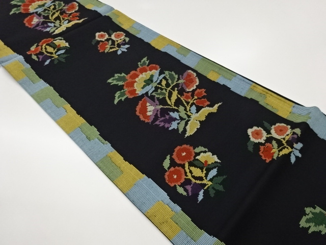 JAPANESE FUKURO OBI / WOVEN FLORAL PLANTS